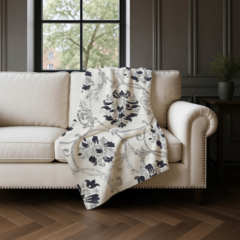 Jeté floral Sherpa ASB762 Addison, Noir