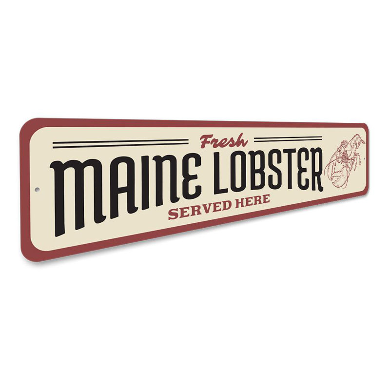 Maine Lobster Seafood Shack Aluminum Sign, 4" H x 18" W x 0.04" D