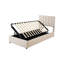 Lit plateforme tapissier simple avec système de rangement hydraulique, beige