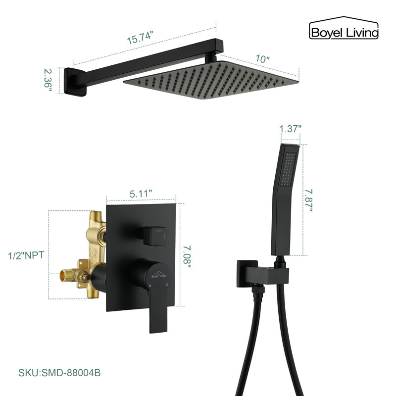 All-In-One Kit with Rough in-Valve, Matte Black