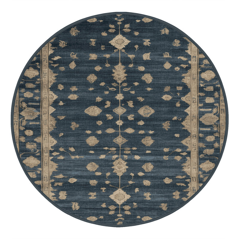 Tapis gris lavable à la machine, Rond 4 pi