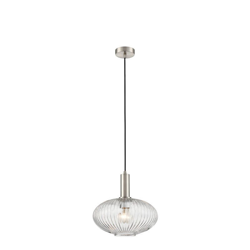 Aljandro 1 - Light Single Pendant, Satin Nickel, 17.6cm H x 12cm W x 12cm D, White