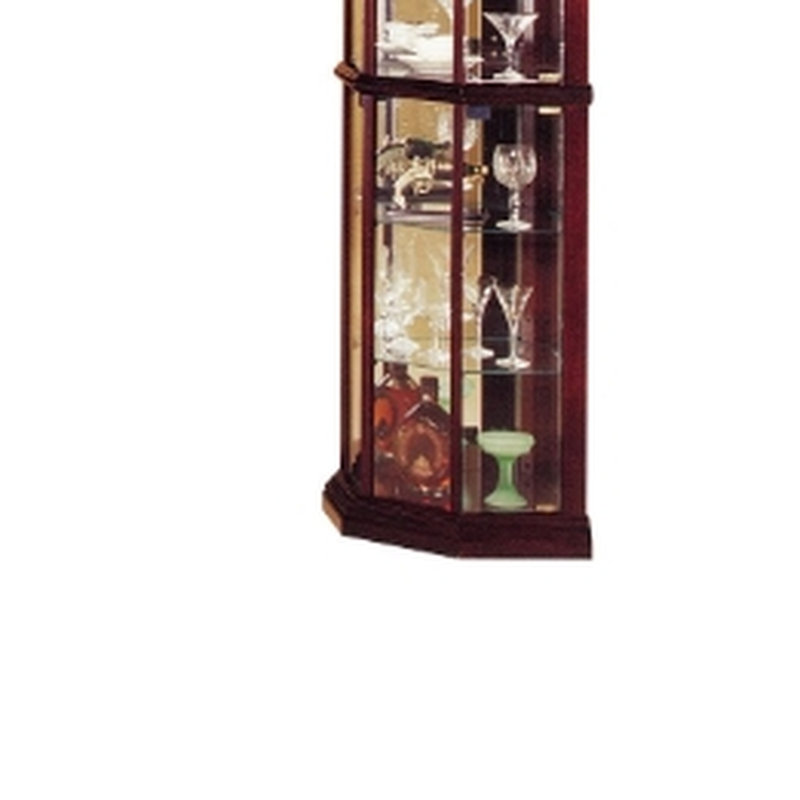 Vitrine de coin vitrée Cherry - 4 portes, 6 tablettes de 5 mm, arrière miroir de 3 m