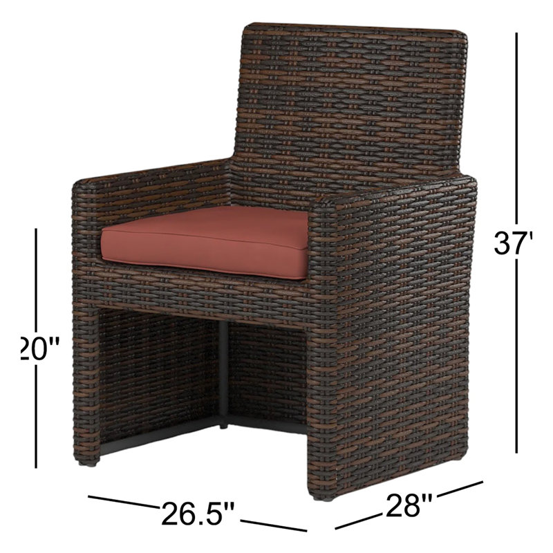 Chaise de patio Parris avec coussin Sunbrella®, Toile Toile Henna Sunbrella®