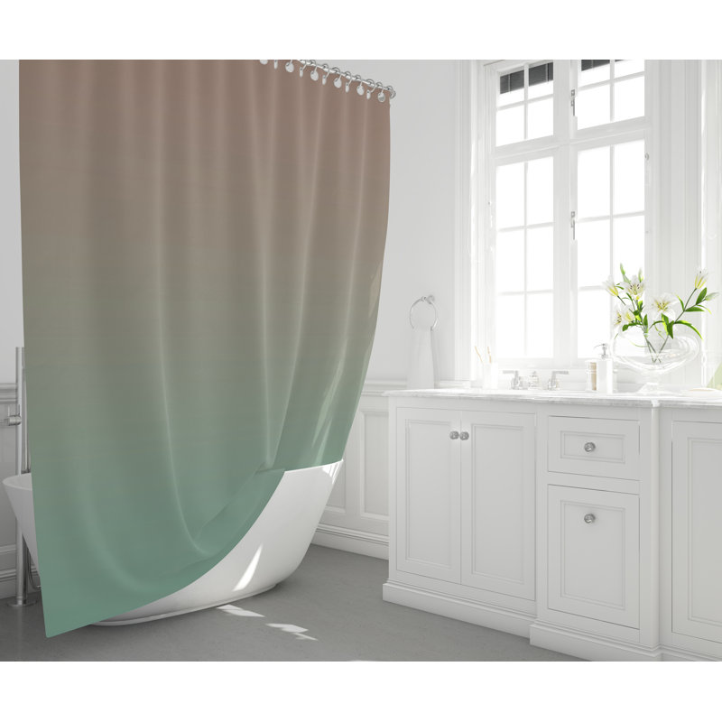 Rideau de douche simple Ombre, H 72 po x l 70 po, Pêche / menthe