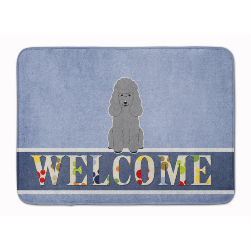 Tapis de bain Poodle Welcome, Argent