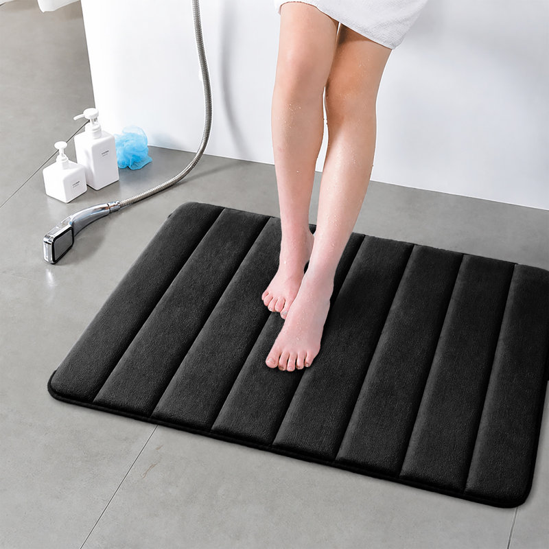 Nequan Memory Foam Non-Slip Bath Mat, 50cm W X 80cm L, Black
