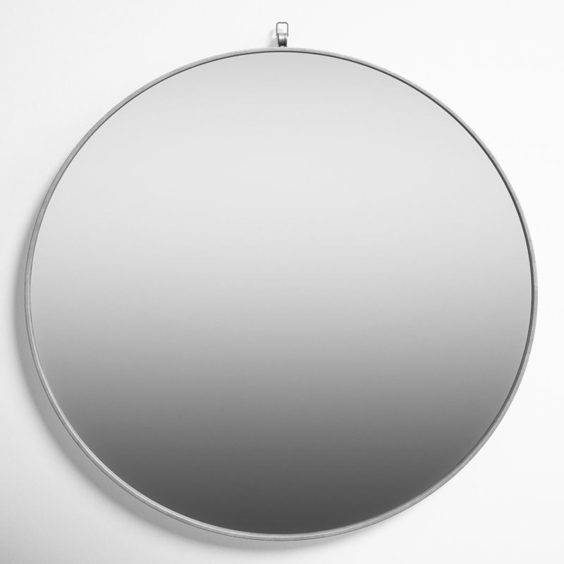 Cassie Metal/Manufactured Wood Round Wall Mirror, 28" x 28" , Silver