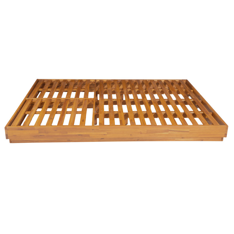 Torin Patio Acacia Wood Double Chaise Lounge with Cushions & 5 Adjustable Positions, Natural