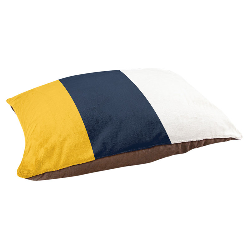 Coussin pour chien Indiana, Moyen (l 28 po x P 18 po x H 9,5 po), Jaune basketball / bleu de minuit / blanc