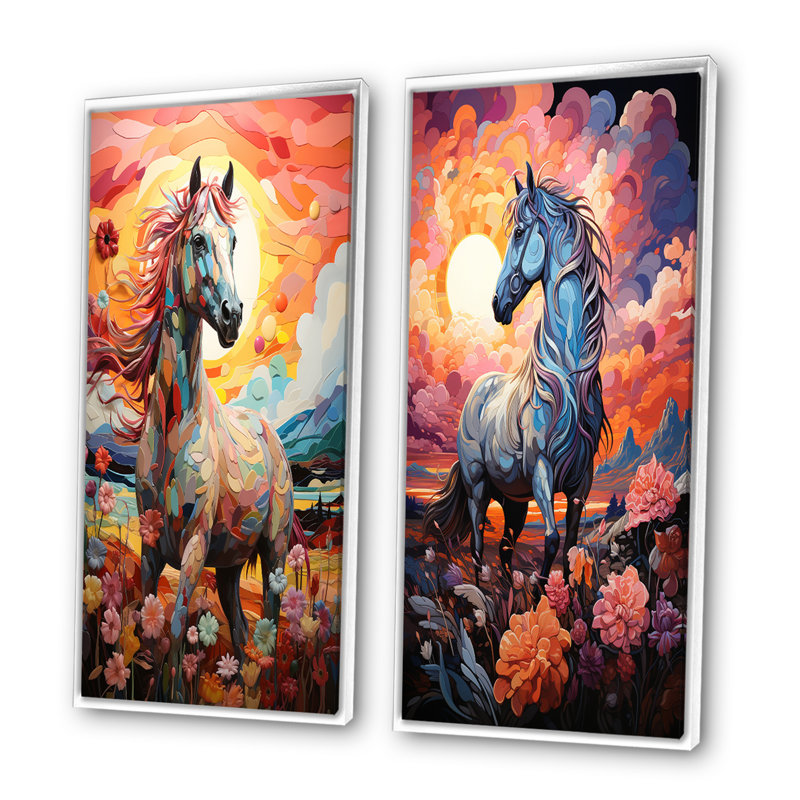 «Carousel Carousel Of Childernal», 2 pièces sur toile, Cadre blanc, H 40 po x l 40 po