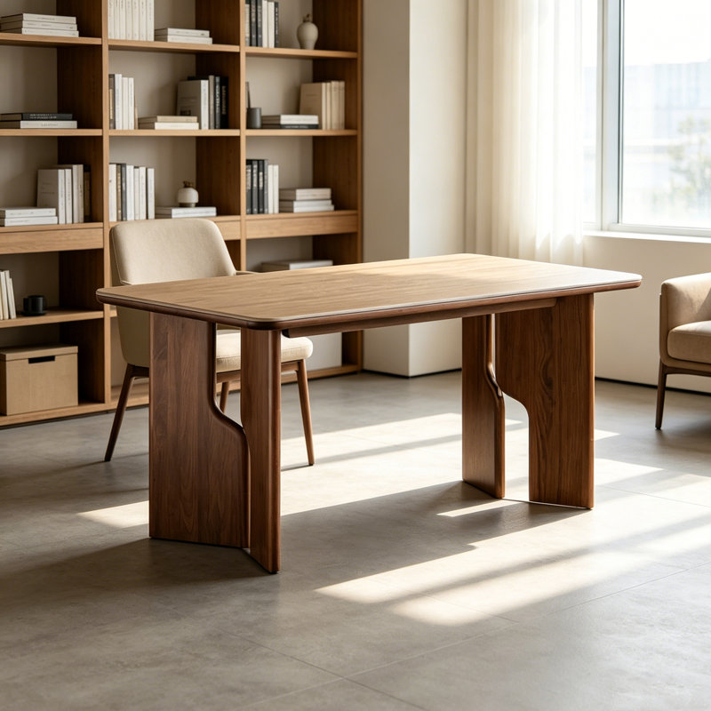 Bureau en bois de noyer durable, 30" H x 63.14" W x 33.62" D