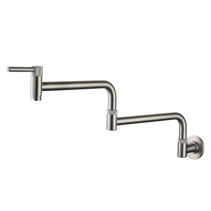 CASAINC 1.8 Flow Wall Mount Swing Arm Folding Pot Filler Kitchen Faucet, Brushed Nickel