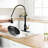Touchless Kitchen Faucet With Pull Down Spray - Hands Automatic Smart, Black + Gold, Contemporary, Stainless Steel, Ceramic Fill Smart Touchless, , Contemporary Design, Filler