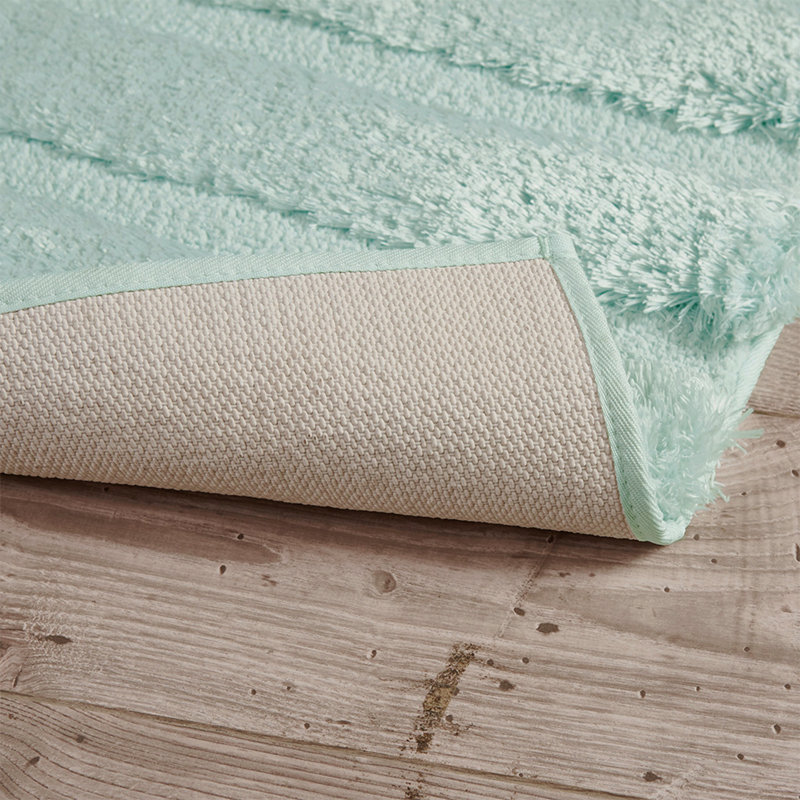 Ensemble de tapis pour salle de bain à rayures 17 x 24 po, envers en latex antidérapant, lavable à la machine