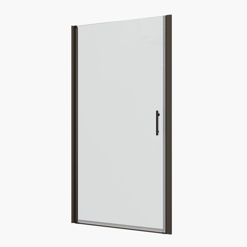 Porte de douche pivotante universelle à ouverture de 1 3/8 po, ouverte à l'extérieur, avec verre trempé de 1/4 po et fini noir mat 2872