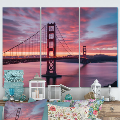 San Francisco Golden Gate Bridge, impression sur toile 3 pièces