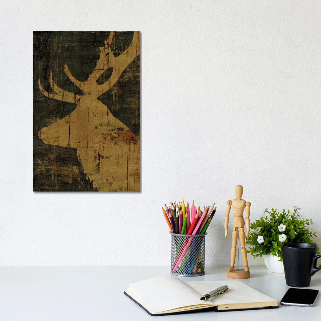 Rustic Lodge Animals Deer by Marie Elaine Cusson - Wrapped Canvas Painting