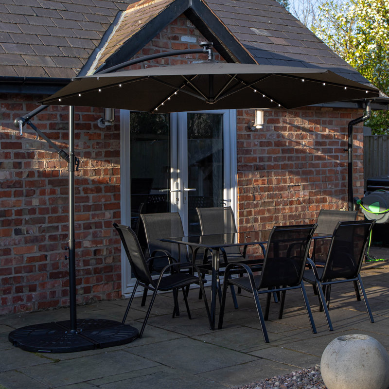 Patio Dining Set, Black, 6