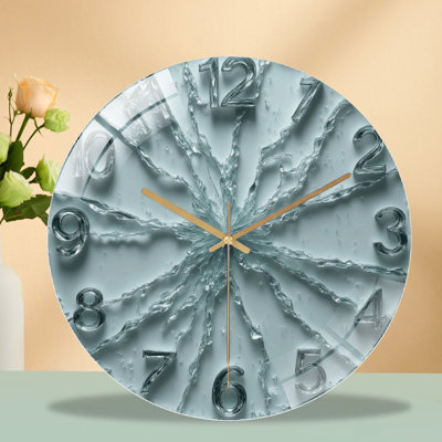 Unique Water Splash Wall Clock Decorative Home Art Art - 12'' Modern Glass Wall Clock