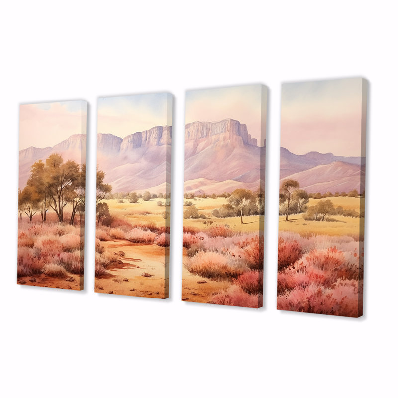 4 pièces d'art australien, "Outback australien" - Australie, H 32 po x l 64 po