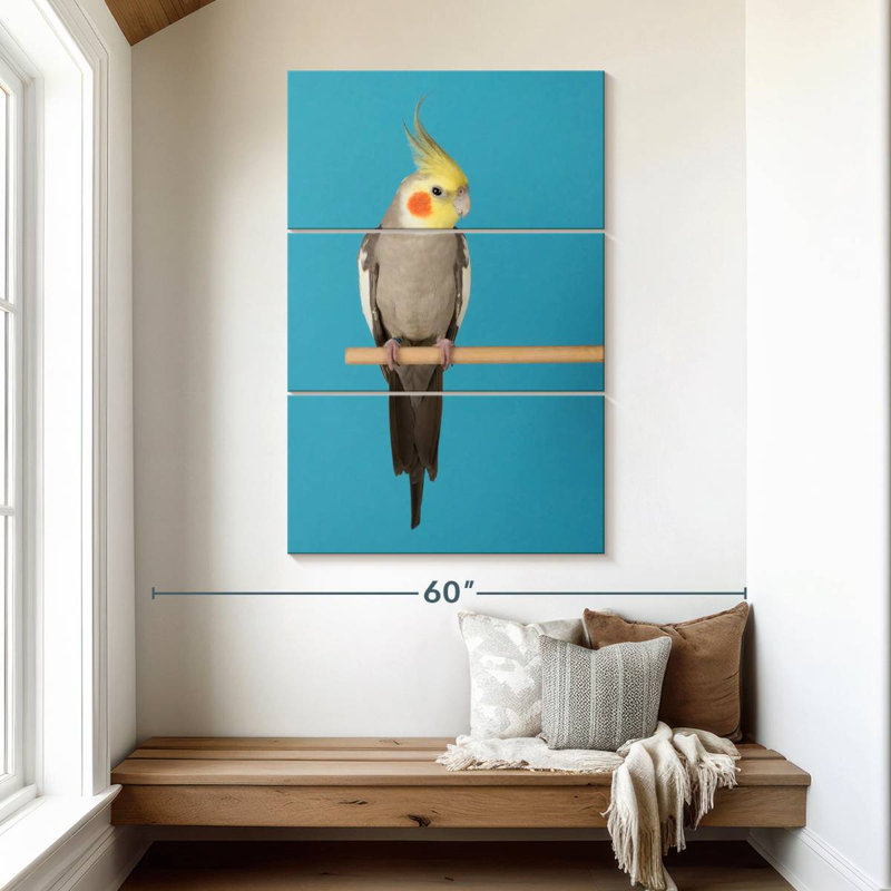 Cockatiel Brampt sur bleu, H 50 po x l 32 po