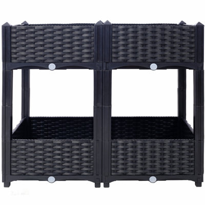 Elevated Planter Garden Box with Self-Draining System, Modular Design, and Easy Assembly for Vegetables, Flowers, and Herbs