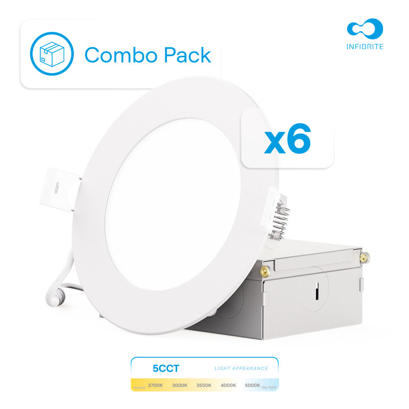 4 po DEL mince encastrée, 9 W, 5 CCT sélectionnable, à intensité variable