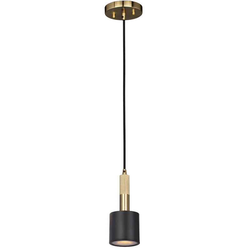 Rhoswen 1 Light Pendant - Frosted Diffuser, Matte Black/Gold