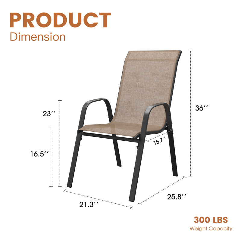 Chaises de patio empilables, Brun