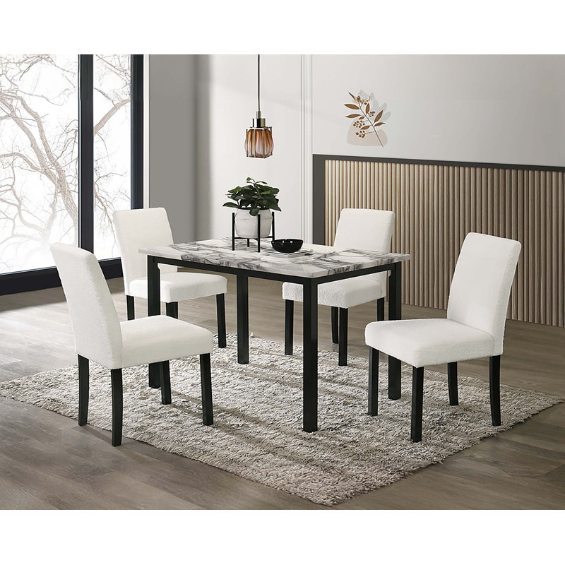 5 - Piece Dining Set, White/Black