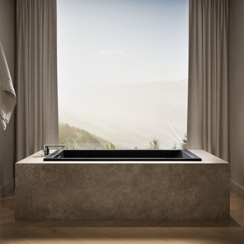 Underscore® 66" x 36" Soaking Bathtub, Black Black, Center, No
