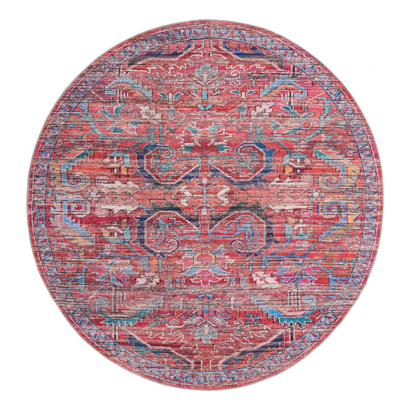 Haglund Washable Geometric Indoor Rug, Round 10'6" x 10'6"
