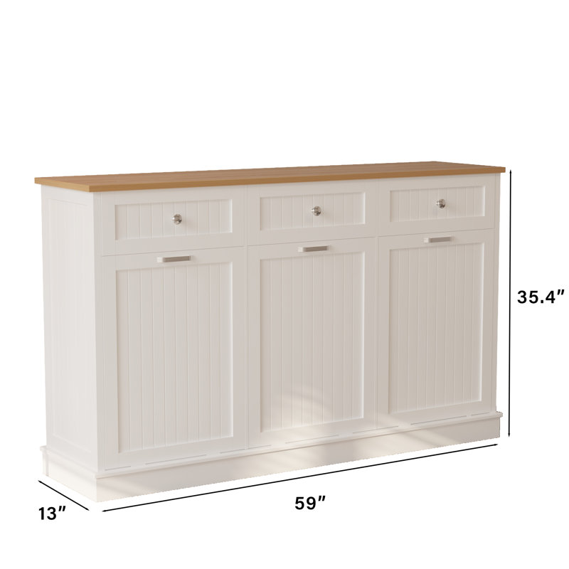 Poubelle en bois manufacturé - 30 gallons, White