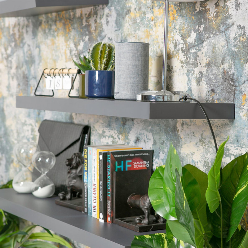 Harbour Housewares - Modern Floating Wall Shelves, 3.8cm H x 80cm W x 23.5cm D, Brown