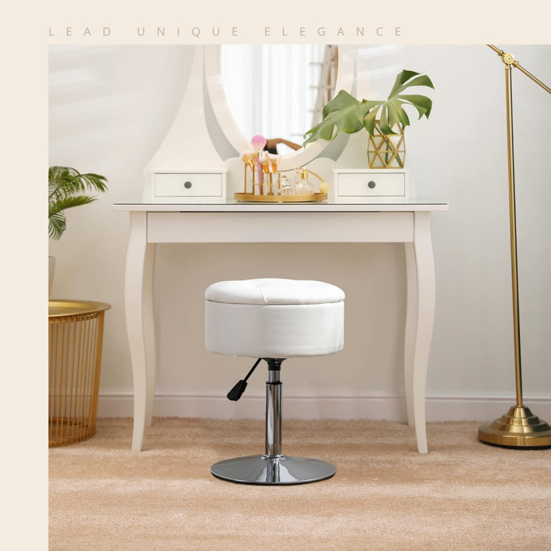 360°Swivel Vanity Stool Chair For Makeup Room, Height Adjustable Stool For Vanity With Storage