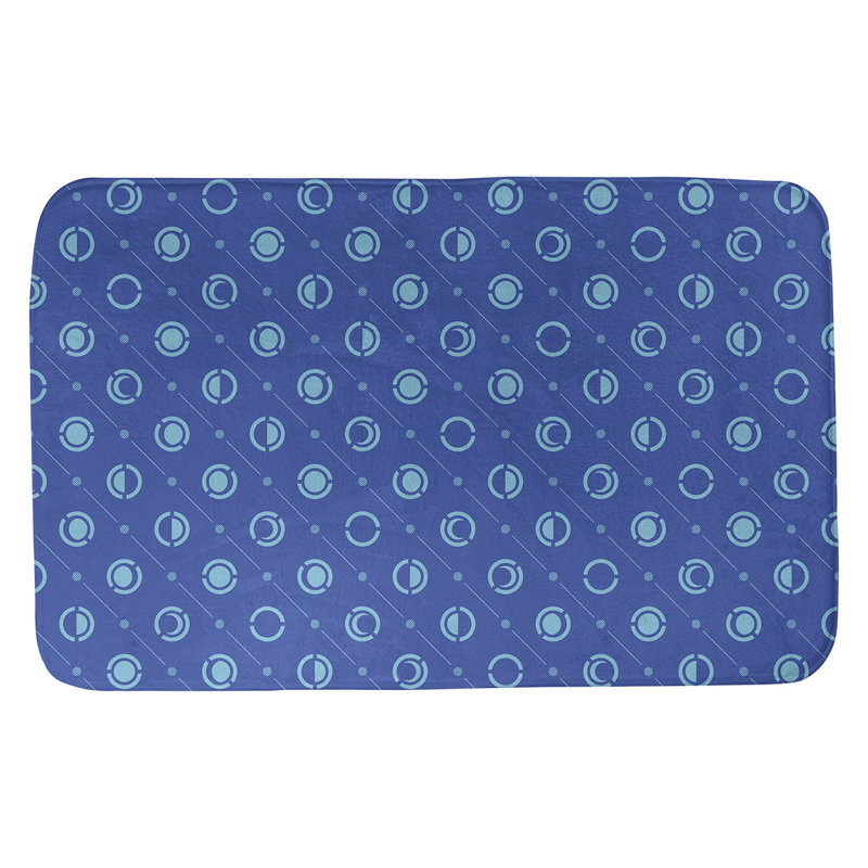 Tapis de bain géométrique antidérapant en microfibre Moon phases, l 17 po x L 24 po, Bleu / bleu sarcelle