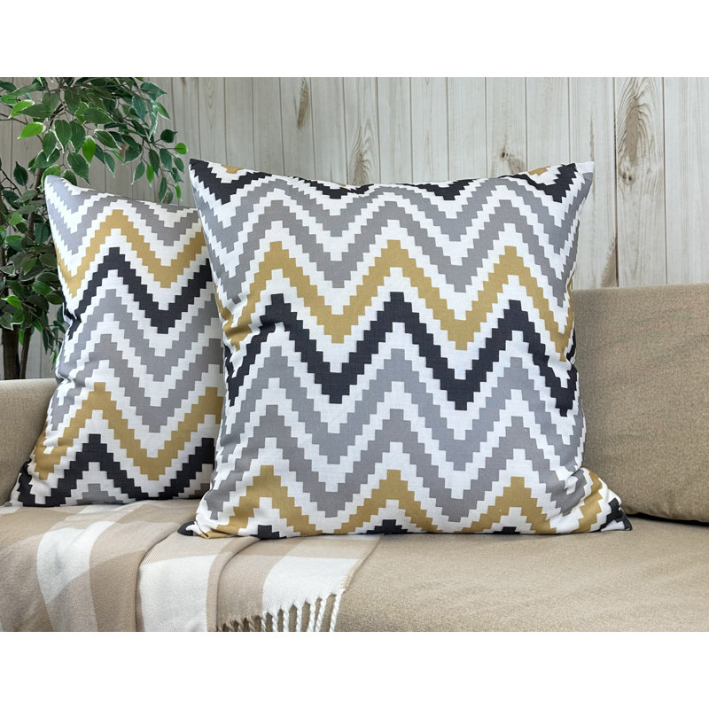 Chevron Print Polyester Euro Shams, 26 x 26 Inch, Set of 2
