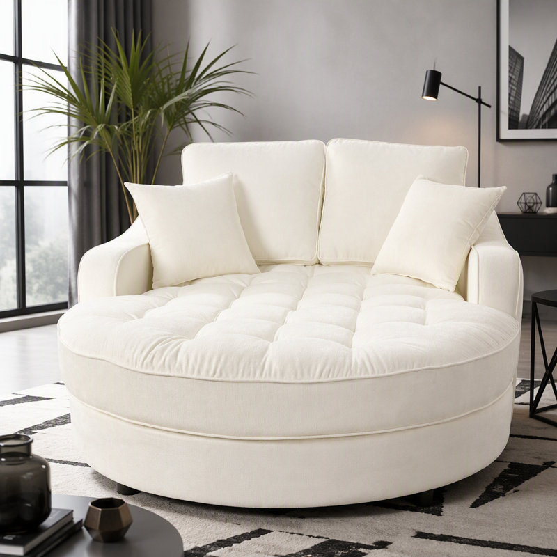 Luxueux canapé-lit en chenille pour une détente ultime dans le salon
