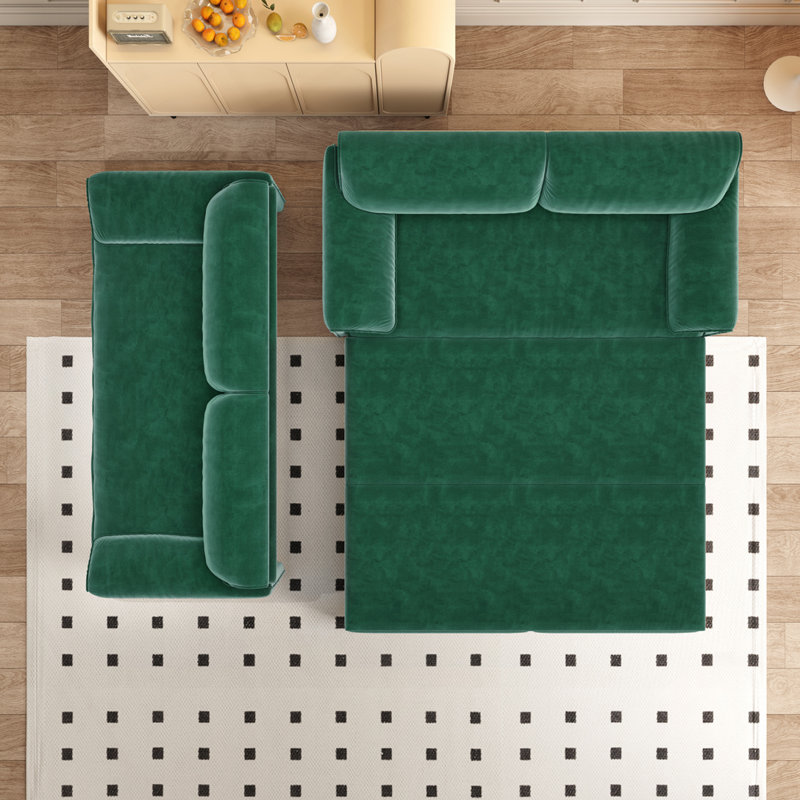 Pull Out Sofa Bed, 3-in-1 Convertible Sleeper Sofa with Side Storage, Green Velvet