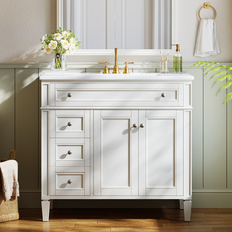 36'' Single Bathroom Vanity With Top, White