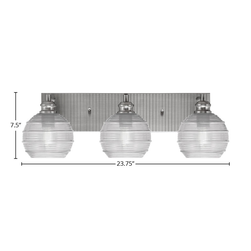 Éclairage pour meuble-lavabo 3 lumières Aspa, Nickel brossé, Transparent