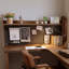 Bureau en fer massif en forme de L brun noyer + noir-847565300-847565306