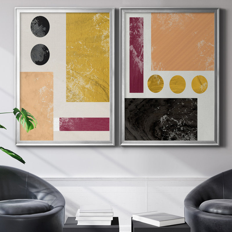 " Essie Abstract I " 2 - Pieces, No Mat, Silver Framed Canvas, 30" H x 22" W x 1" D