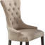  Ensemble de deux chaises Parsons capitonnées en lin beige avec finition brun foncé