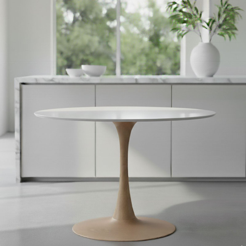 Table de salle à manger ronde moderne de 35 po Kroeker, H 29 po x L 35 po x l 35 po, Blanc