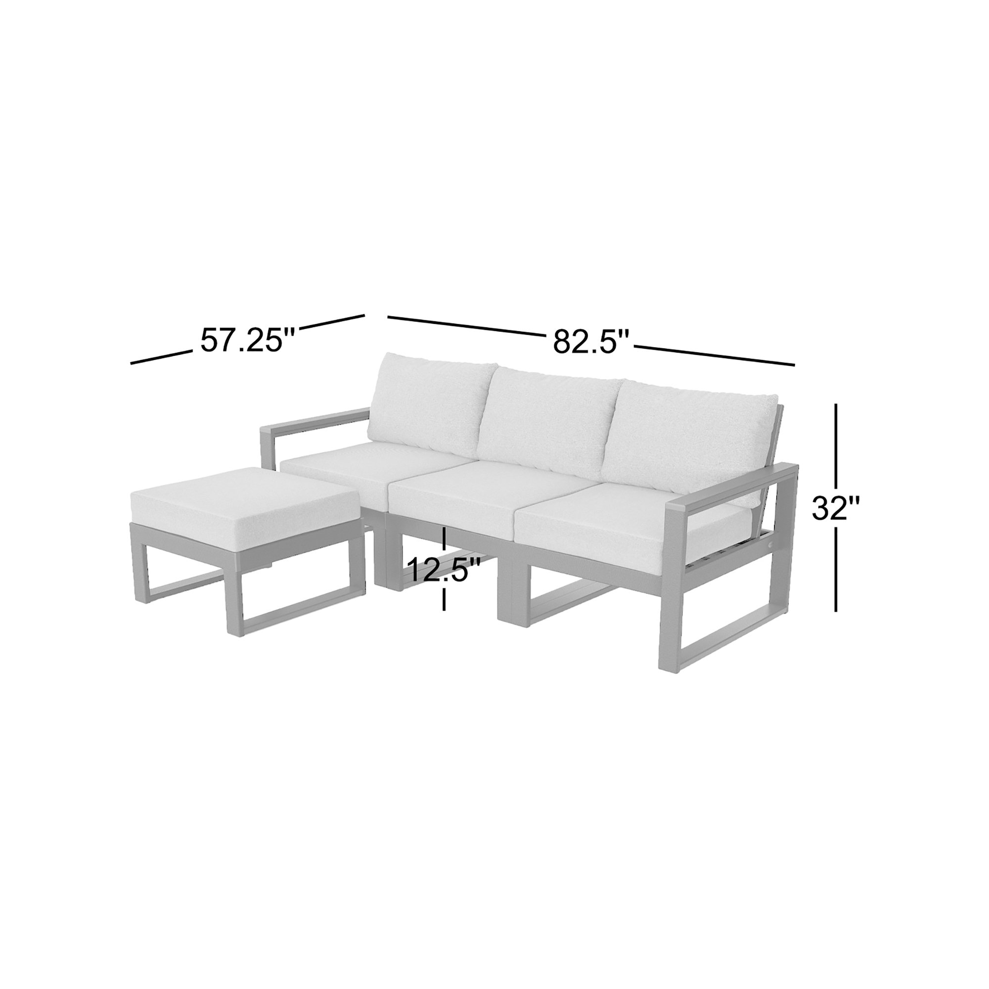 POLYWOOD EDGE Modular Deep Seating Set with Ottoman, Sand, Ash Charcoal
