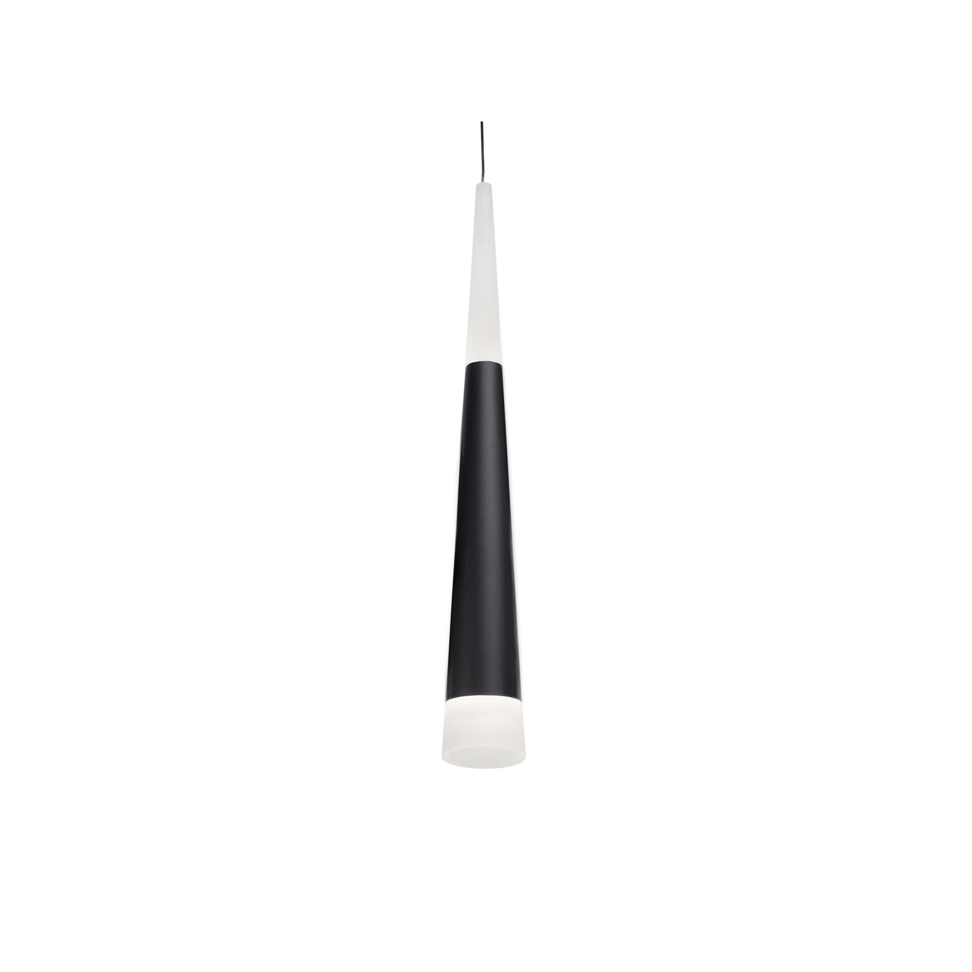 Ultra Single Light Acrylic Steel Dimmable LED Pendant, Black, Black/White