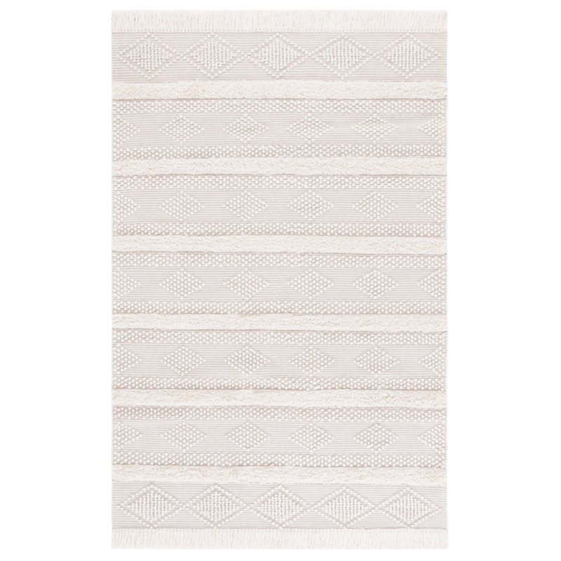 Natura 961 Hand Woven Wool/Cotton/Pet Geometric Rug in Natural/Ivory, Rectangle 8' x 10'