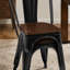 Ensemble de 2 chaises de salle à manger industrielles en métal noir lustré avec siège en bois de noyer empilable d'une hauteur de 18 pouces, intérieur extérieur, surface légère facile à nettoyer, assemblage facile, conception moderne durable-2000903901-2000903902